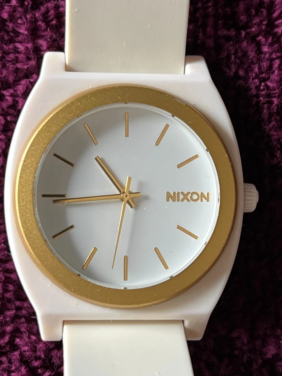 Nixon &#034;The Time Teller P&#034; Watch Gold Bezel Face Polycarbonate Band Men | eBay