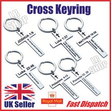 Christian Cross Crucifix Metal Keyring Bible Jesus Religious Christmas Xmas Gift