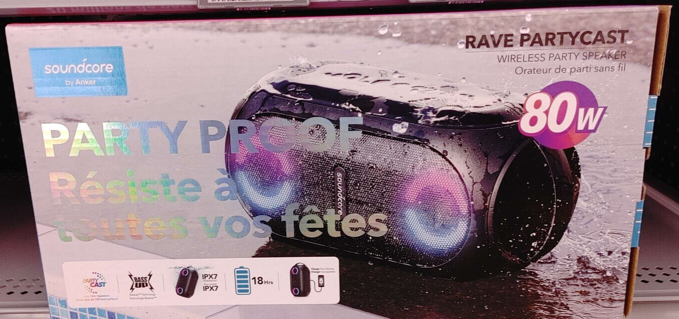 Anker Soundcore Rave Partycast Portable Bluetooth Speaker with Powerful Bass