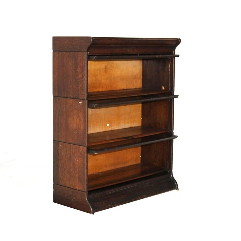 Antique Arts & Crafts Three Stack Oak Barrister Bookcase C1920 - Image 3 of 4