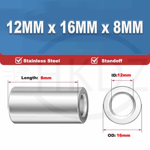 Stainless Steel Spacer Standoff Collar Stand off Spacers M3 M4 M5 M6 M8 M10 M12 - Picture 239 of 261