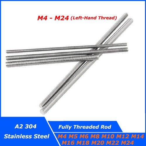250mm Left Hand Thread M4M24 Fully Threaded Rod Bar Stud a2 304