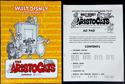 Aristocats ORIGINAL US Campaign Book + Ad Pad Walt Disney FIRST RELEASE 1970