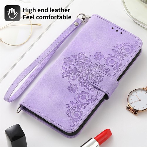 Leather Crossbody Flower Wallet Phone Case For Samsung S25 S24 S23 S22 S21 S20FE - Picture 68 of 75