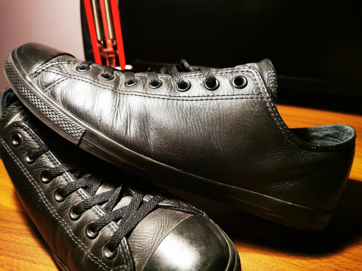 Converse black all discount star ox leather trainers