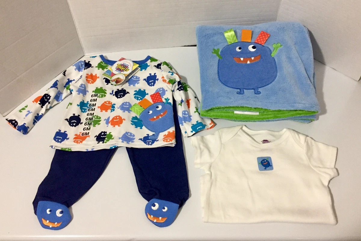 New Taggies Monster Alien 4 Pc Baby Clothes Shirt Pants Bodysuit