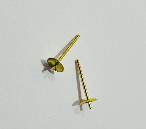 18ct Yellow Gold Earring Ear Studs 4mm Cup Peg & Post Solid 18ct Gold 750 - Picture 2 of 3