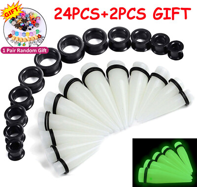 24PCS Big Gauges Ear Stretching Kit 00G-20mm Silicone Tunnel Acrylic Taper  Plugs