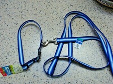 Gorgeous 5/8" Nylon Shaded Blue Collar and 6' Leash set Fits 12"-18" necks