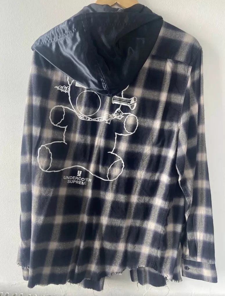 Rare SS15 Supreme x Undercover satin hooded flannel shirt size XL