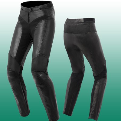Womens Black Leather Pants Motorcycle 