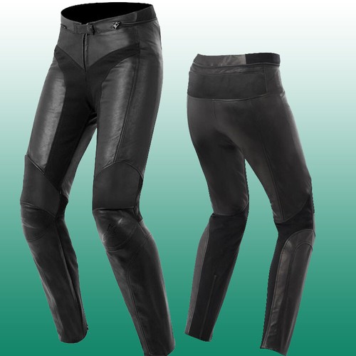 Womens Black Leather Pants Motorcycle 