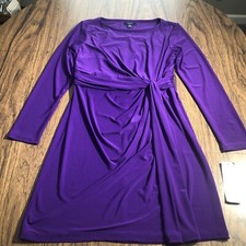 Chaps Women Long Sleeve Dress Sheath Stretch Large Purple Formal NWT $90 MSRP