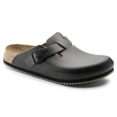Birkenstock Clog Boston Super Grip, Naturleder, schwarz, Weite normal, Größe 37