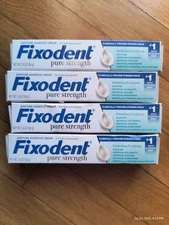 Fixodent Pure Strength Denture Adhesive Cream Value Pack 2.4oz X4 No Sulfate New