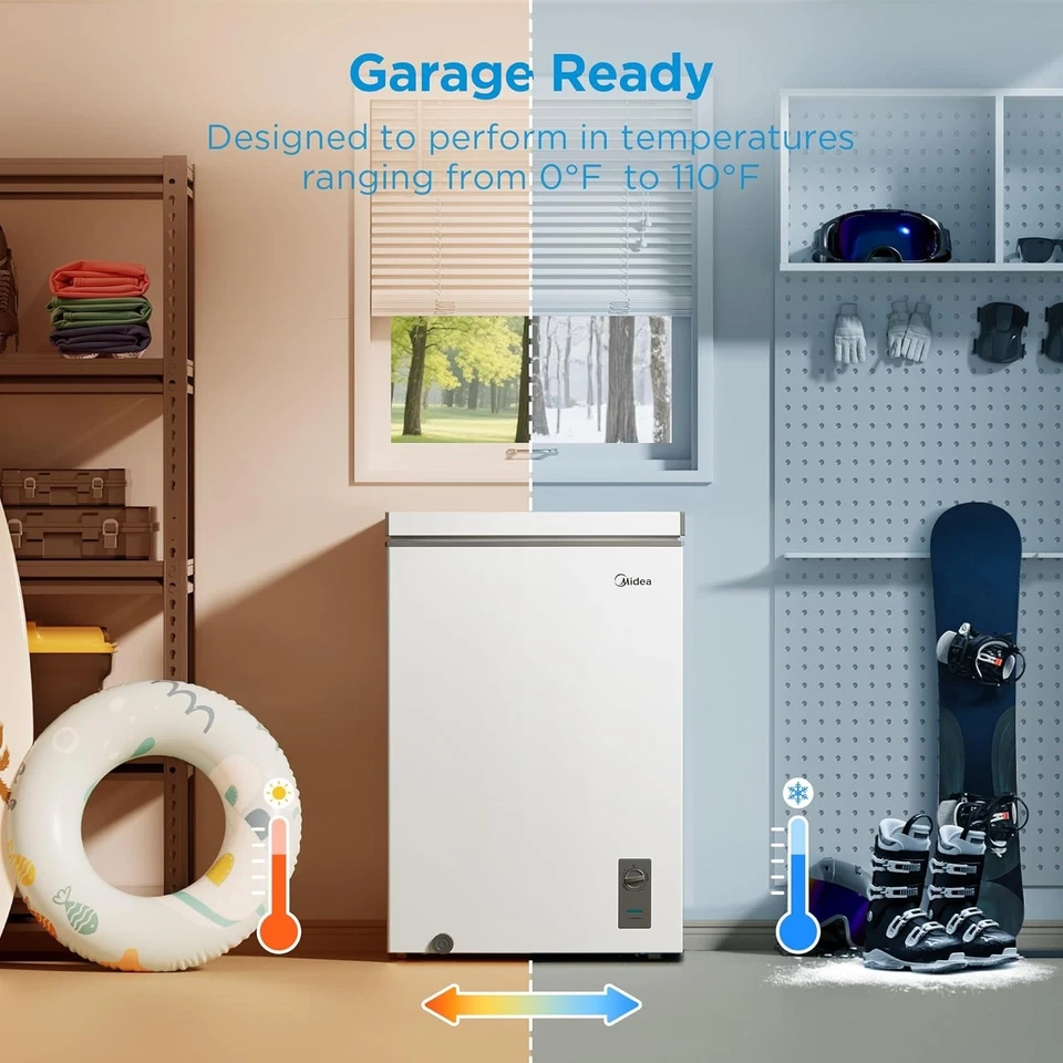 Комнатная морозильная камера US Midea MERC04C4BAWW, 3,5 кубических фута со съемным баском - Изображение 4 из 4