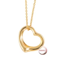 TIFFANY & Co. Elsa Peretti Open Heart Pendant Necklace 18K Yellow Gold