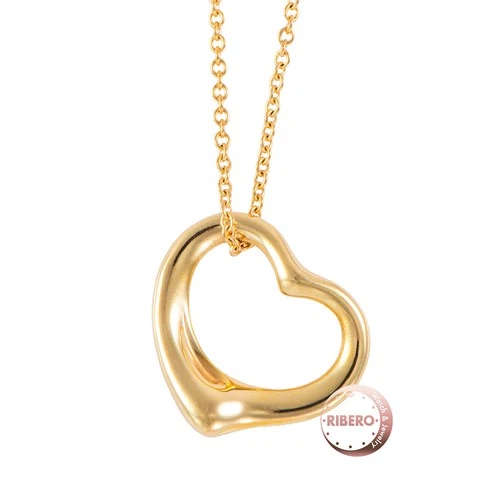 TIFFANY & Co. Elsa Peretti Open Heart Pendant Necklace 18K Yellow Gold