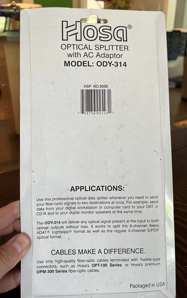 Hosa ODY-314 оптический переключатель данных 1 в 2 выход - новый из старых запасов - Изображение 2 из 2