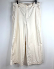 Madewell Button Tab Wide Leg Pant 12 Antique Cream Beige High Rise Chino Preppy