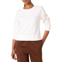 Damen-Sweatshirt Weiß L French-Terry-Fleece Rundhalsausschnitt Amazon Essentials