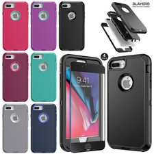 For iPhone 8 Plus Rugged Case Hybrid Phone Cover 3in1 Layers / Screen Protector