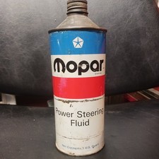 1972 MOPAR POWER STEERING FLUID 1 qt. Tin Oil Can, 3/4 full GREAT SHAPE