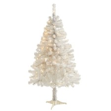 5' White Artificial Christmas Tree with Bendable Branches and Clear LED Lights