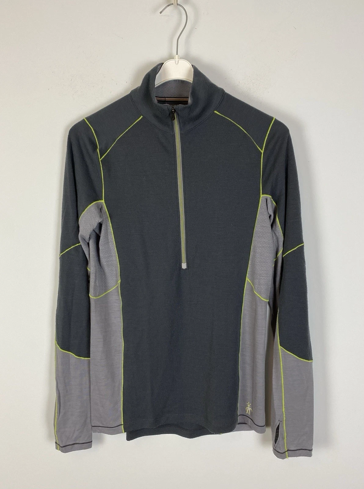 SMARTWOOL Men's PhD Gray Merino Light 1/4 Zip Base Layer Long Sleeve Size S