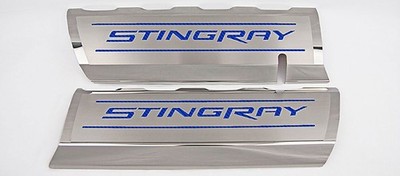 ACC Fuel Rail Covers Blue Carbon Fiber Vinyl 'STINGRAY' fits 14-19 Stingray-2pc