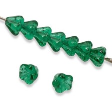 Teal Green Baby Bell Flower Beads, 50-Pack Czech Glass 4x6mm for DIY Jewelry