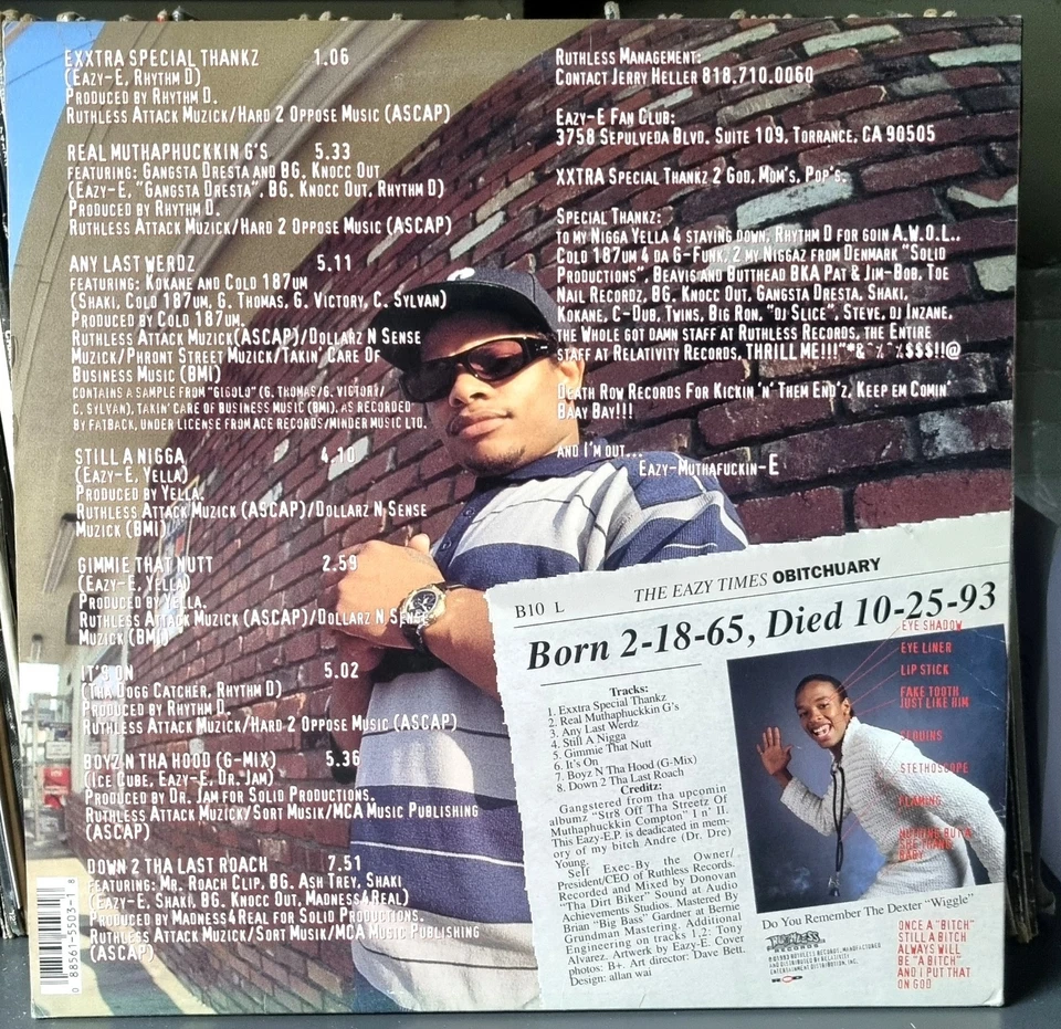 Eazy-E – It's On (Dr. Dre) 187um Killa (Ruthless Records) 1993 LP Album RARE!!! - Image 2 of 3