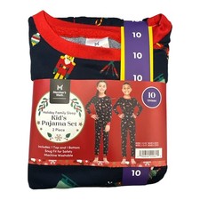 Member's Mark Unisex Kid's 2-Piece Family Holiday Pajama Set Navy Ornaments, 8