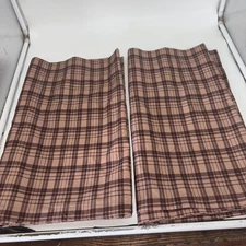 Set Of 2 Brown & Tan Plaid Window Valances Each 15x88” Never Used