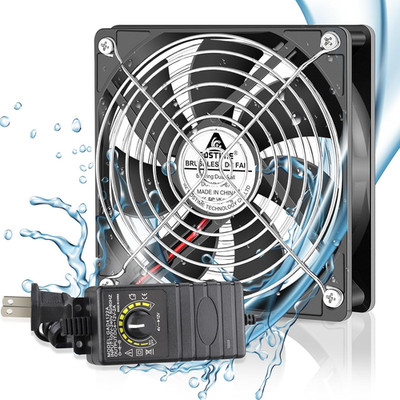 GDSTIME 120Mm Waterproof Fan with Speed Controller, IP67 12V Computer Fan with A