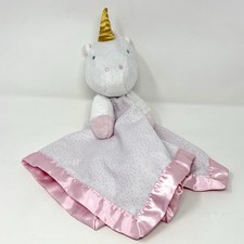 Cloud Island White Pink Silver Dot Sparkly Unicorn Baby Security Blanket Lovey