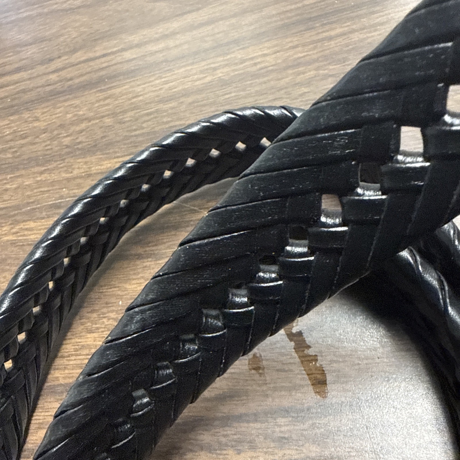 Tommy Hilfiger Mens Braided Belt Black Size 44 Leather Bonded thumbnail 4