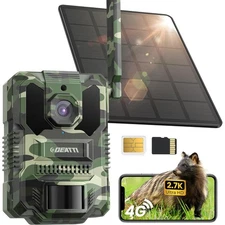 Trail Camera 2.7K No Glow Night Vision 64GB SD Waterproof Solar Wildlife