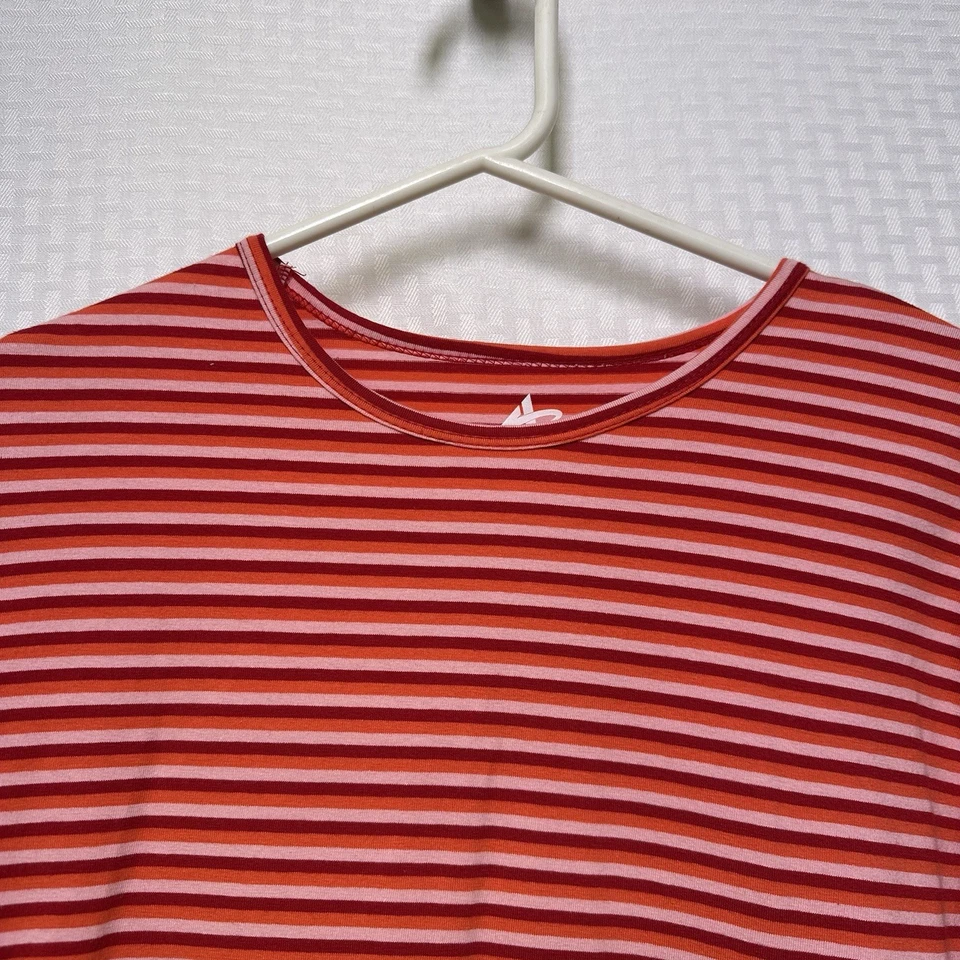 Camiseta activa de manga larga para mujer ATHLETECH talla grande roja rosa a rayas Foto 2 de 4