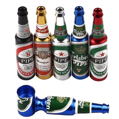 5pcs Beer Bottle Shaped Cigarette Metal Pipe Portable Tobacco Smoke Mini Pipe