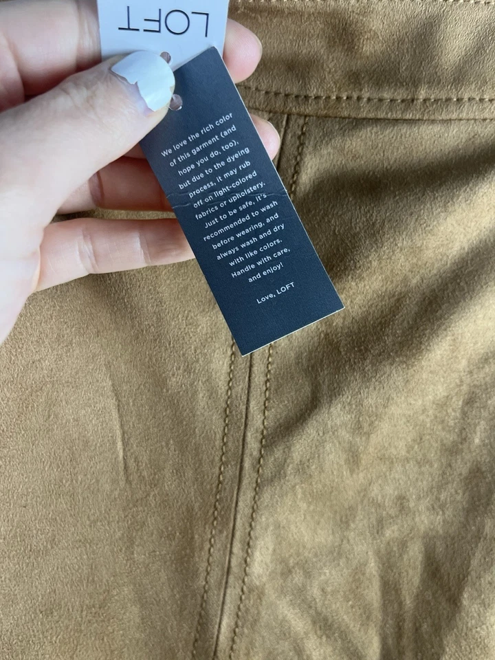 Falda midi de gamuza LOFT para mujer talla 10 gamuza tostada nueva Foto 4 de 4