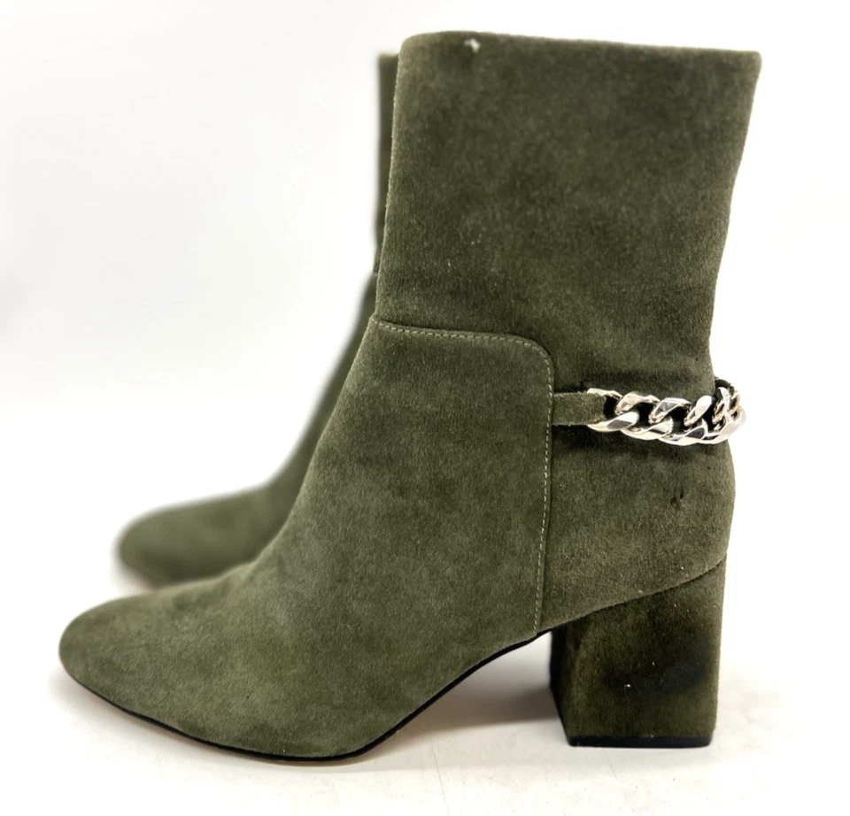 Zac Posen Natalia Chain Booties Womens 8.5M Green Suede - Image 2 of 4