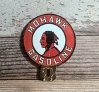 Rare Vintage Mohawk Gasoline Porcelain Metal License Plate Topper Sign