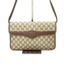 Vintage GUCCI GG Shoulder bag Clutch bag PVC Leather Authentic