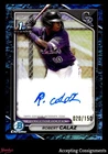 2024 Bowman Chrome Blue Lunar Refractor Robert Calaz 1st Rookie AUTO 020/150