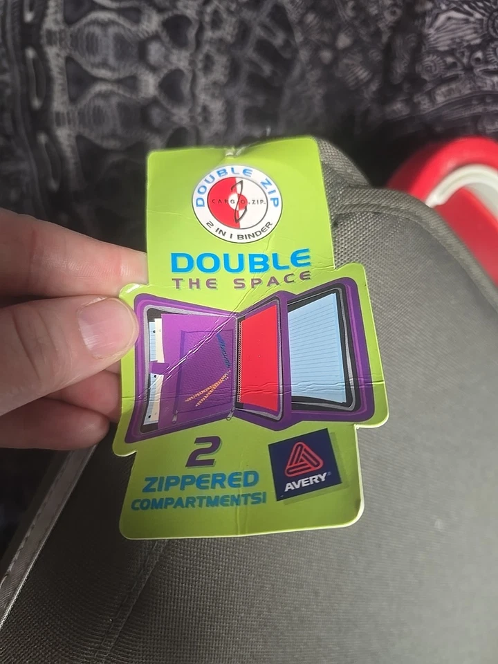 Carpeta de patinador vintage de carga con cremallera de 3 anillos doble cremallera lápiz tableta bolsa lona nueva con etiquetas Foto 3 de 4