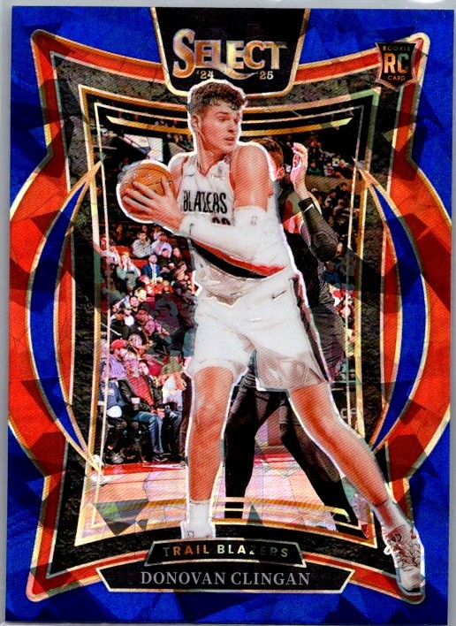 2024-25 Panini Select #69 Donovan Clingan Blue Cracked Ice Prizm