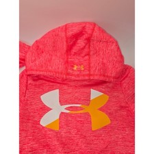 Under Armour Pink  Orange Pullover Hoodie with Yellow Accent Girls M