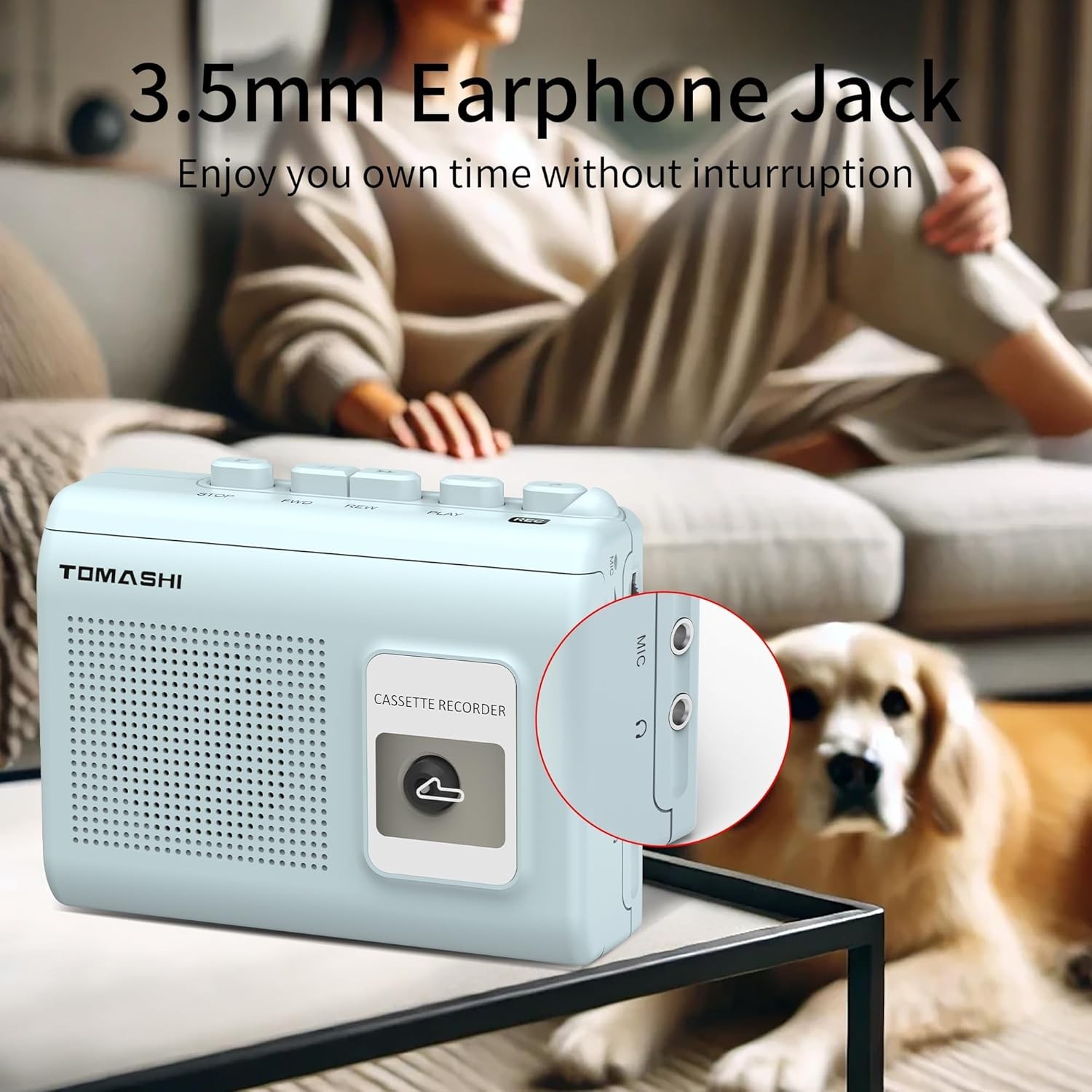 Portable Cassette Player Tape Recorder Walkman with Built-in Speaker,Microphone,