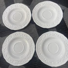 Vintage Indiana Milk Glass Orange Blossom Flower Pattern Saucers Only, Set of 4